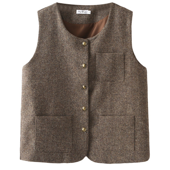 Large size suit horse clip spring and autumn new small fragrance vest short jacket layered with single-breasted round neck sleeveless vest
Large size suit horse clip spring and autumn new small fragrance vest short jacket layered with single-breasted round neck sleeveless vest