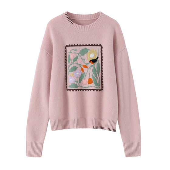 Master hand-embroidered flower and bird painting new style 100% pure cashmere women's round neck loose thickened sweater
Master hand-embroidered flower and bird painting new style 100% pure cashmere women's round neck loose thickened sweater