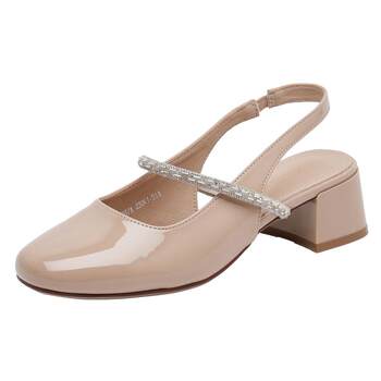 Dadong Baotou Sandals Women's Shoes 2025 New Rhinestone Heel Single Shoes Rear-Empty Mary Jean French Women's Shoes X1037 Dadong Baotou Sandals Women's Shoes 2025 New Rhinestone Heel Single Shoes Rear-Empty Mary Jean French Women's Shoes X1037