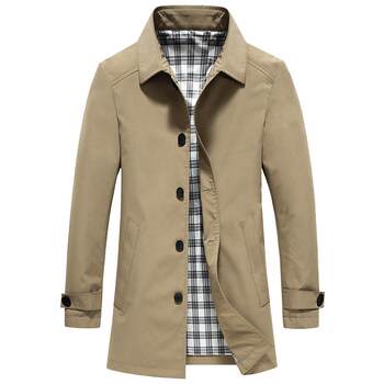 Romon men's mid-length lapel windbreaker 2025 autumn business cadre outfit casual slim jacket Romon men's mid-length lapel windbreaker 2025 autumn business cadre outfit casual slim jacket
