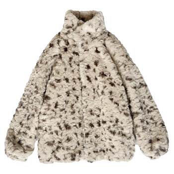 Korean style faux fur mid-length leopard print coat thick voice Korean style faux fur mid-length leopard print coat thick voice