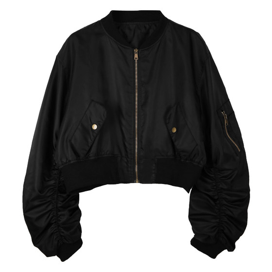 CIZZLEMORE black baseball jersey Spring and Autumn 2022 new Korean version loose and slimming long sleeved versatile short jacket CIZZLEMORE black baseball jersey Spring and Autumn 2022 new Korean version loose and slimming long sleeved versatile short jacket