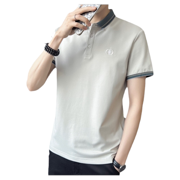 Ice silk short-sleeved T-shirt for men's summer thin collar
 Ice silk short-sleeved T-shirt for men's summer thin collar