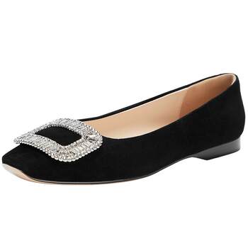 Jiuxi 2025 spring square buckle flat shoes for women Jiuxi 2025 spring square buckle flat shoes for women