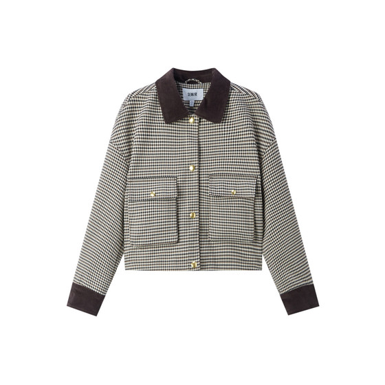 Semir jacket for women's short spliced corduroy lapel trendy loose autumn shoulder-off check jacket fashionable retro
Semir jacket for women's short spliced corduroy lapel trendy loose autumn shoulder-off check jacket fashionable retro