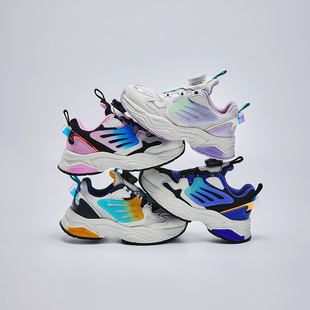 pony童鞋男女运动鞋儿童网面跑步鞋学生休闲鞋炫彩男生旋钮鞋舒适