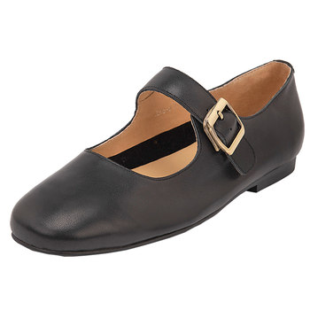 Pan Xia shallow mouth one-length strip flat heel genuine leather large-size shoes 
Pan Xia shallow mouth one-length strip flat heel genuine leather large-size shoes