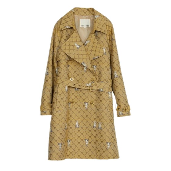 Mystery Base Wind Outer Set Women 22 Winter Vintage Flower Double Dispels Middle Long Jacket 224GE1731 Mystery Base Wind Outer Set Women 22 Winter Vintage Flower Double Dispels Middle Long Jacket 224GE1731