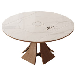 Home retractable multifunctional slate dining table with turntable Home retractable multifunctional slate dining table with turntable