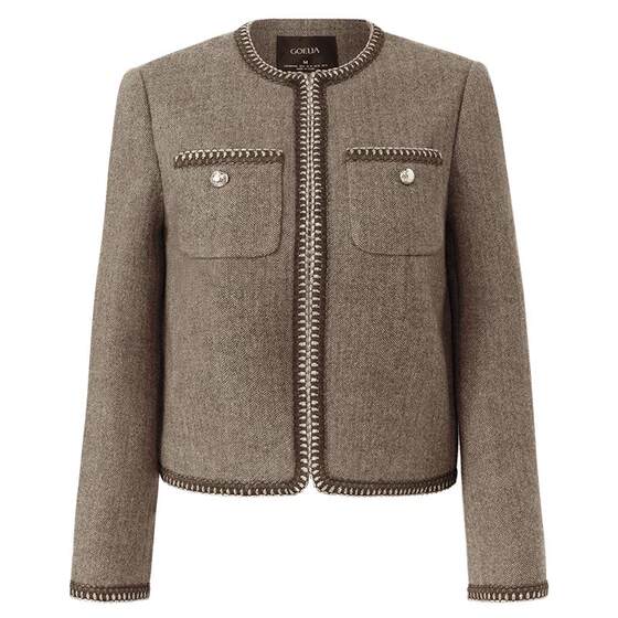 Gloria's small fragrance short jacket for women in autumn dressing, brown wool top Gloria's small fragrance short jacket for women in autumn dressing, brown wool top