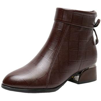 Middle-aged mother's winter boots with fur integrated mid-heel boots Middle-aged mother's winter boots with fur integrated mid-heel boots