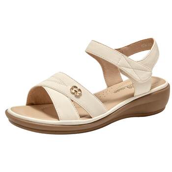 One-strip sandals fashionable casual wedge mid-heel
 One-strip sandals fashionable casual wedge mid-heel