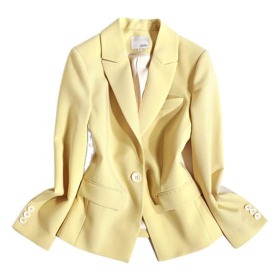 OFFIY-cream warm yellow fashionable tone Early spring strength commuting OL short casual blazer
OFFIY-cream warm yellow fashionable tone Early spring strength commuting OL short casual blazer