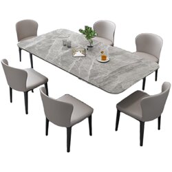 Slate dining table and chair combination solid wood dining table for home use Slate dining table and chair combination solid wood dining table for home use