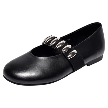 Da Yaya large size women's shoes cowhide flat sole shallow mouth single shoes Da Yaya large size women's shoes cowhide flat sole shallow mouth single shoes