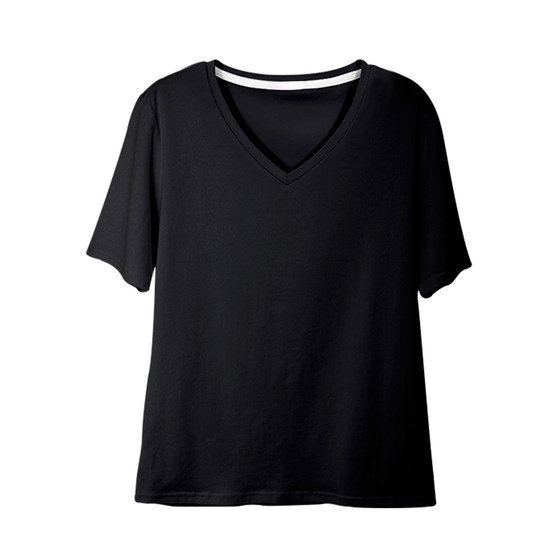 Black V -neck T -shirt Women's Short Sleeve Loose Summer Cotton Bottom Shirts Positive Shoulder Body Body Half -Salted Tie Short
Black V -neck T -shirt Women's Short Sleeve Loose Summer Cotton Bottom Shirts Positive Shoulder Body Body Half -Salted Tie Short