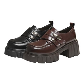 TATA his her pianist loafers women's thick-soled British style small leather shoes single shoes plus velvet Oxford shoes CHY08CM5 TATA his her pianist loafers women's thick-soled British style small leather shoes single shoes plus velvet Oxford shoes CHY08CM5