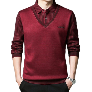 Classic car men's zodiac lapel fake two-piece T-shirt 
Classic car men's zodiac lapel fake two-piece T-shirt
