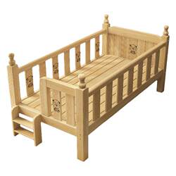 Solid wood spliced bed crib with raised guardrails can be customized Solid wood spliced bed crib with raised guardrails can be customized