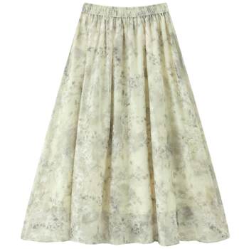 Leding elastic waist printed umbrella skirt 24 years new floral long skirt C2GFE2F02 Leding elastic waist printed umbrella skirt 24 years new floral long skirt C2GFE2F02