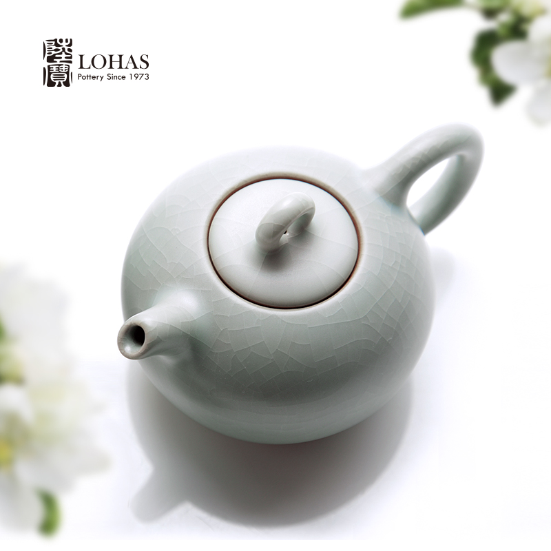 Lubao Ceramic Azure Ru Ware Teaware Set a Pot of Six Cup Set Supportable Cicada Wing Gracked Glaze Collection Kung Fu Tea Set