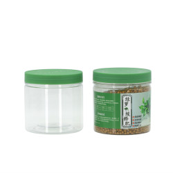 Plastic sealed jars with green wood grain lids for commercial use Plastic sealed jars with green wood grain lids for commercial use