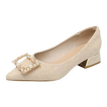 French pointed toe shallow mouth thick heel grandma shoes large size single shoes
 French pointed toe shallow mouth thick heel grandma shoes large size single shoes