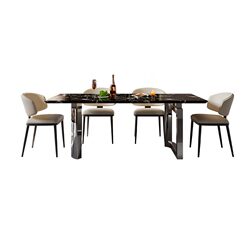 DDC Italian minimalist natural luxury stone long dining table and chairs DDC Italian minimalist natural luxury stone long dining table and chairs