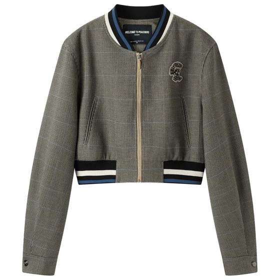 Peacebird American retro short baseball uniform for women autumn fashion fine check baseball jacket Ole
Peacebird American retro short baseball uniform for women autumn fashion fine check baseball jacket Ole
