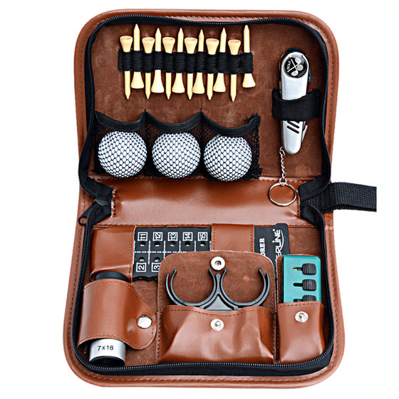 Golf ball supplies multi -functional tool package end accessories leather bag scoreer ranging instrument ball pinching ball nail brush Golf ball supplies multi -functional tool package end accessories leather bag scoreer ranging instrument ball pinching ball nail brush
