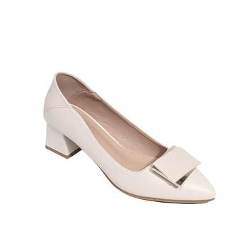 High heels spring and autumn thick heel pointed toe temperament large-size single shoes High heels spring and autumn thick heel pointed toe temperament large-size single shoes