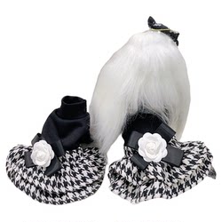 Small dog autumn and winter dress small fragrance style fake two turtleneck long sleeves Maltese clothes Maltese black Small dog autumn and winter dress small fragrance style fake two turtleneck long sleeves Maltese clothes Maltese black