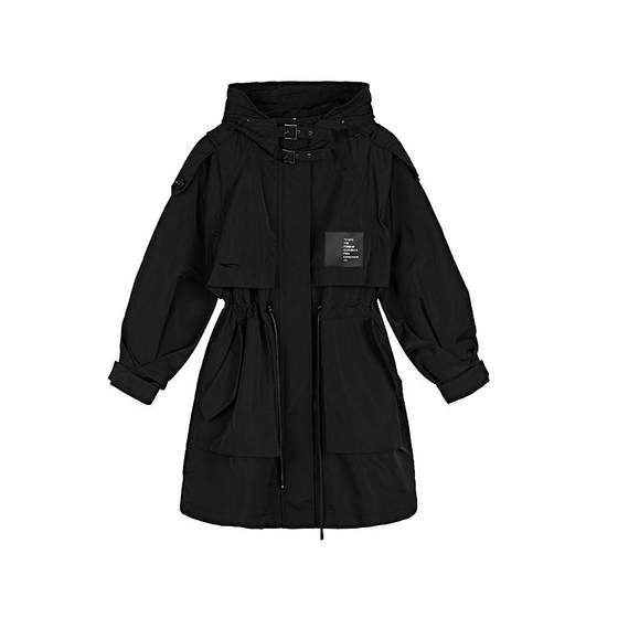 sdeer San Dior women's autumn clothes turtleneck hooded letters waist-hugging commuter long windbreaker jacket S21381702 sdeer San Dior women's autumn clothes turtleneck hooded letters waist-hugging commuter long windbreaker jacket S21381702