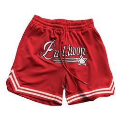 This year's popular hot shorts men's European and American large size red basketball pants elastic waist embroidered sports casual pants for men This year's popular hot shorts men's European and American large size red basketball pants elastic waist embroidered sports casual pants for men