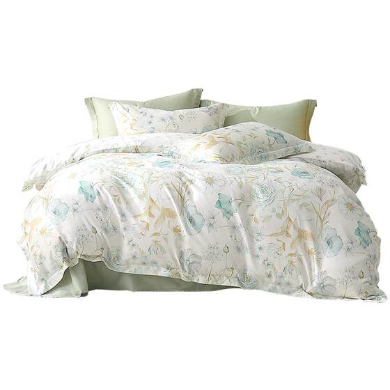 Mercury Home Textile 60-pin Lanjing Tianshi Cotton Four-piece Set Laiser Long-length Cotton Cool Light Luxury Class A Quilt Cover Bed Sheet 
Mercury Home Textile 60-pin Lanjing Tianshi Cotton Four-piece Set Laiser Long-length Cotton Cool Light Luxury Class A Quilt Cover Bed Sheet