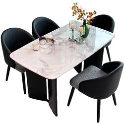 Luxurious stone texture white natural diamond marble dining table combination Italian simple light luxury marble dining table Luxurious stone texture white natural diamond marble dining table combination Italian simple light luxury marble dining table