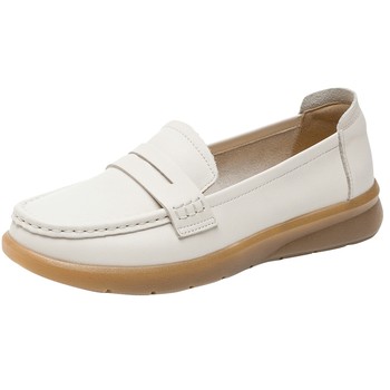 Aokang women's shoes 2025 autumn soft shoes genuine leather simple mother shoes nurse shoes versatile one foot flat bottom Aokang women's shoes 2025 autumn soft shoes genuine leather simple mother shoes nurse shoes versatile one foot flat bottom