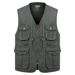Men's vest jacket spring and autumn cotton waistcoat multi-pocket dad vest middle-aged and elderly outdoor photography fishing vest Men's vest jacket spring and autumn cotton waistcoat multi-pocket dad vest middle-aged and elderly outdoor photography fishing vest