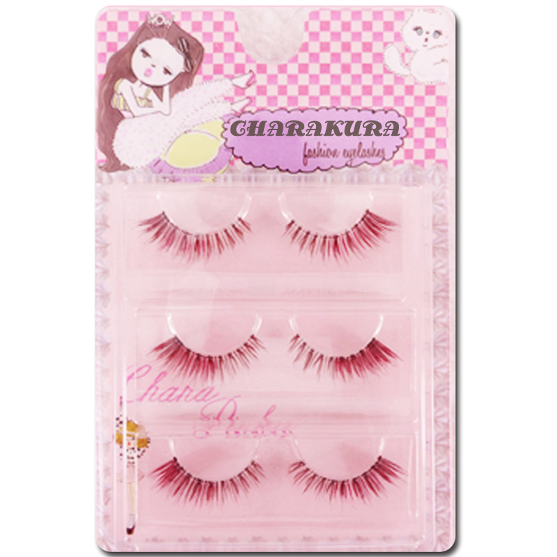 Charakura 日本風 芸者つけまつげ - ワインレッド＆ブラウンレッド