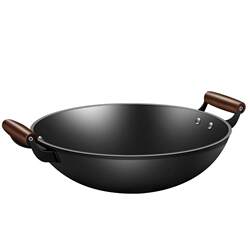 Double-eared vintage uncoated pure cast iron cast iron stir-frying pan Double-eared vintage uncoated pure cast iron cast iron stir-frying pan