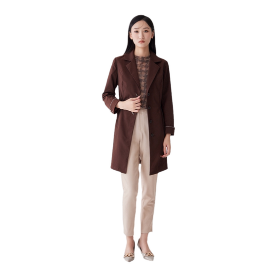 Tianxuan Shopping Mall same style as spring and autumn women's new coffee-colored mid-length windbreaker jacket temperament British slimming THQR183 Tianxuan Shopping Mall same style as spring and autumn women's new coffee-colored mid-length windbreaker jacket temperament British slimming THQR183