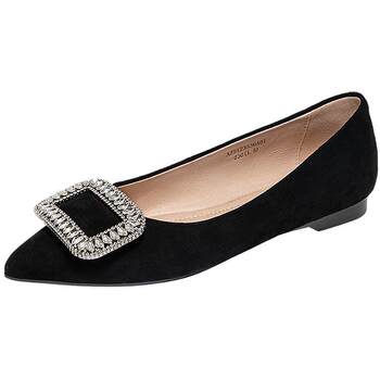 Qianbaidu sheepskin suede low heel shallow mouth single shoes for women 2025 spring and autumn new flat shoes commuting shallow mouth evening shoes Qianbaidu sheepskin suede low heel shallow mouth single shoes for women 2025 spring and autumn new flat shoes commuting shallow mouth evening shoes