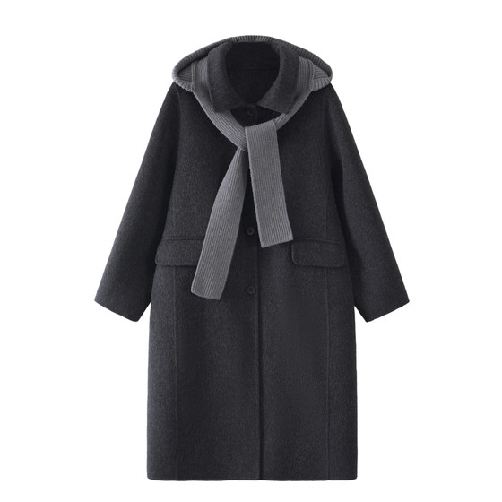 Manyan's new gray cashmere coat with shoulder mid-length over-knee loose double-sided wool coat for women
Manyan's new gray cashmere coat with shoulder mid-length over-knee loose double-sided wool coat for women