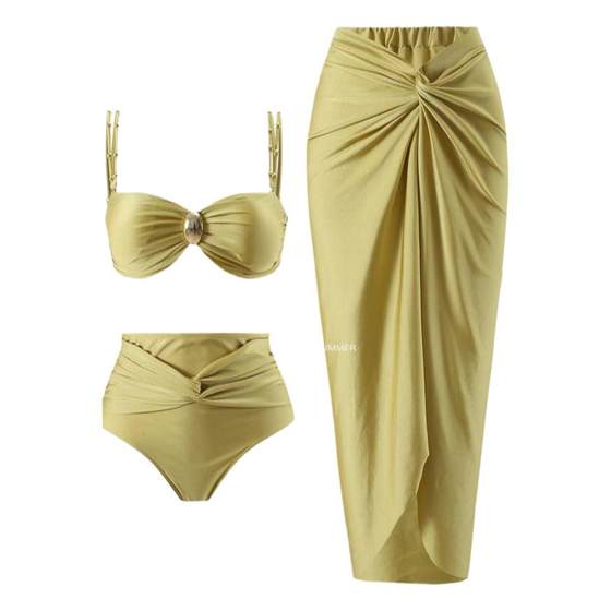 Seaside vacation split swimsuit women's cover skirt three-piece set high-end bikini cover flesh and white and slim swimsuit beachside
Seaside vacation split swimsuit women's cover skirt three-piece set high-end bikini cover flesh and white and slim swimsuit beachside