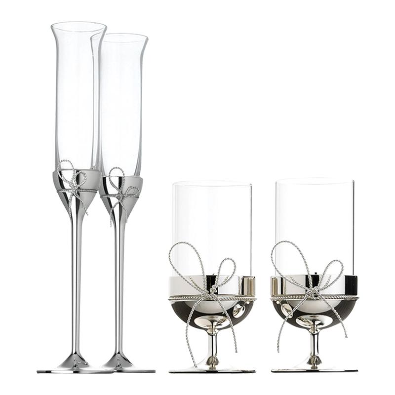 Vera Wang Wedgwood Love Knots 2 Clear Crystal Champagne Flutes selling