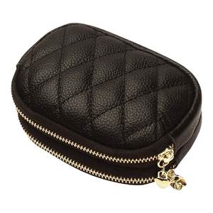 2025 new true soft leather diamond embroidered thread key ring buckle coin bag double-layer large capacity zipper small coin wallet for women 2025 new true soft leather diamond embroidered thread key ring buckle coin bag double-layer large capacity zipper small coin wallet for women