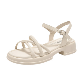 Dadong official genuine thick-soled one-strip mid-heel sandals
 Dadong official genuine thick-soled one-strip mid-heel sandals