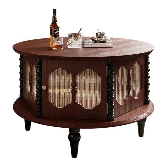 French medieval style coffee table round solid wood coffee table small apartment tea table living room American retro home creative tea table French medieval style coffee table round solid wood coffee table small apartment tea table living room American retro home creative tea table