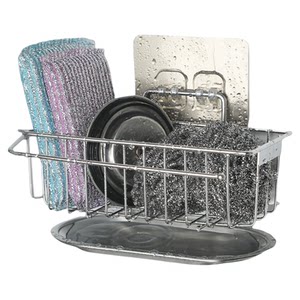 Kitchen dishwashing sponge rag storage rack dishwashing cloth sink hanging basket drain basket stainless steel hole-free storage blue 
Kitchen dishwashing sponge rag storage rack dishwashing cloth sink hanging basket drain basket stainless steel hole-free storage blue