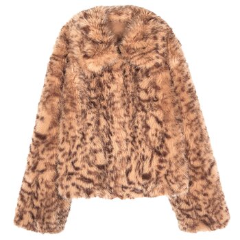 Jinyu flower leopard print eco-friendly fur jacket for women in autumn and winter Jinyu flower leopard print eco-friendly fur jacket for women in autumn and winter